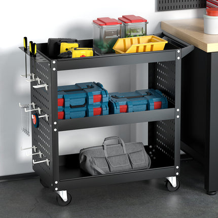 Giantz 3-Tier Tool Cart Storage Trolley Toolbox Workshop Garage Organizer Black