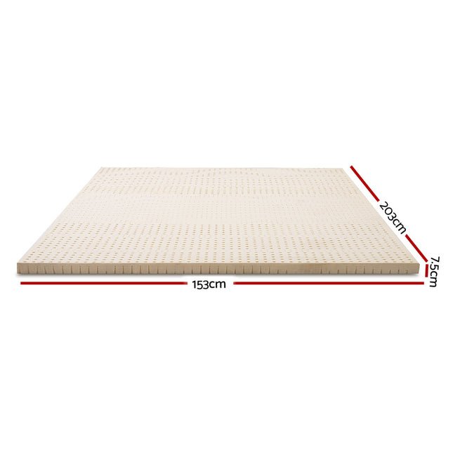 Giselle Bedding 7 Zone Latex Mattress Topper Underlay 7.5cm Queen Mat Pad Cover