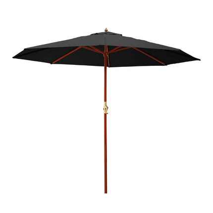 Instahut Outdoor Umbrella 3M Pole Cantilever Stand Garden Umbrellas Patio Black