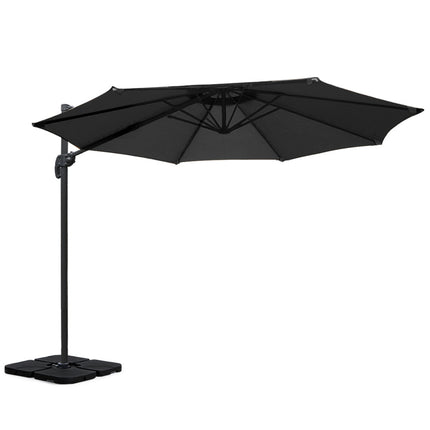 Instahut Outdoor Umbrella 3m Base Cantilever Beach Stand Sun Roma Black 50cm