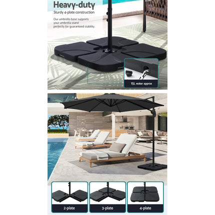 Instahut Outdoor Umbrella 3m Base Cantilever Beach Stand Sun Roma Charcoal 50cm