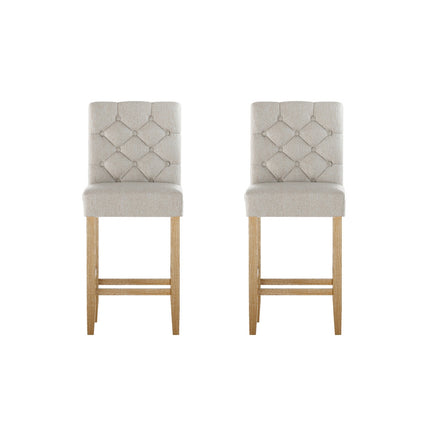 Artiss Bar Stools Kitchen Stool Wooden Barstools Linen Upholstered Chairs x2