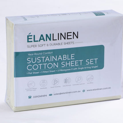 Elan Linen 1200TC Organic Cotton Cream King Bed Sheet Set