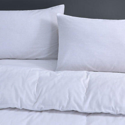 Elan Linen 100% Egyptian Cotton Vintage Washed 500TC White King Single Quilt Cover Set