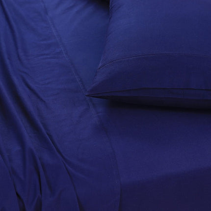 Elan Linen 100% Egyptian Cotton Vintage Washed 500TC Navy Blue 50 cm Deep Mega King Bed Sheets Set