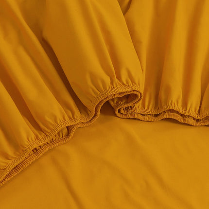 Elan Linen 100% Egyptian Cotton Vintage Washed 500TC Mustard 50 cm Deep Mega Queen Bed Sheets Set