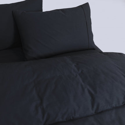 Elan Linen 100% Egyptian Cotton Vintage Washed 500TC Charcoal Queen Quilt Cover Set