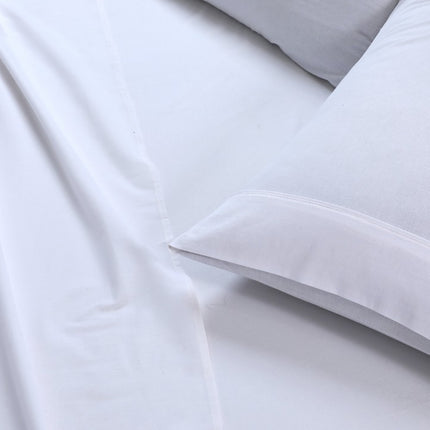 Elan Linen 100% Egyptian Cotton Vintage Washed 500TC White Queen Bed Sheets Set