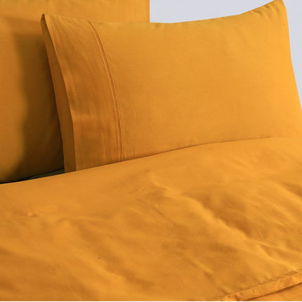 Elan Linen 100% Egyptian Cotton Vintage Washed 500TC Mustard Single Quilt Cover Set