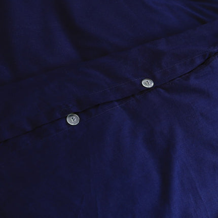 Elan Linen 100% Egyptian Cotton Vintage Washed 500TC Navy Blue Single Quilt Cover Set