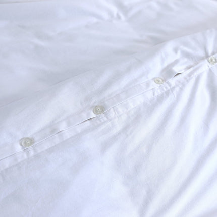 Elan Linen 100% Egyptian Cotton Vintage Washed 500TC White Single Quilt Cover Set