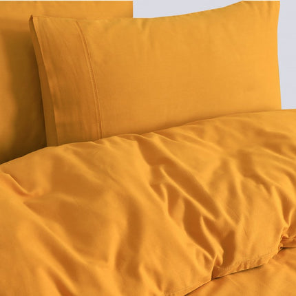 Elan Linen 100% Egyptian Cotton Vintage Washed 500TC Mustard Super King Quilt Cover Set