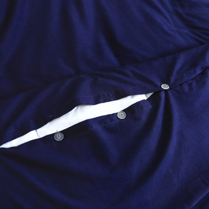 Elan Linen 100% Egyptian Cotton Vintage Washed 500TC Navy Blue Super King Quilt Cover Set