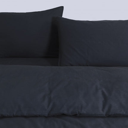 Elan Linen 100% Egyptian Cotton Vintage Washed 500TC Charcoal Super King Quilt Cover Set