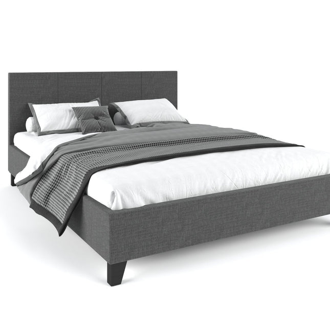 Pale Fabric Bed Frame - Charcoal Double