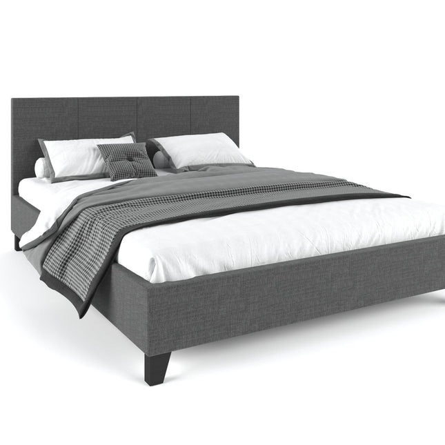 Pale Fabric Bed Frame - Charcoal Queen