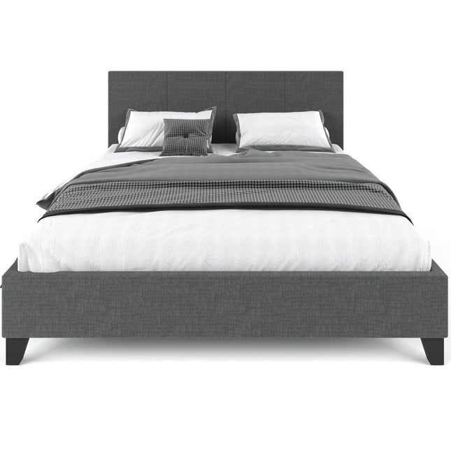Pale Fabric Bed Frame - Charcoal Queen