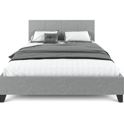 Pale Fabric Bed Frame - Grey Queen