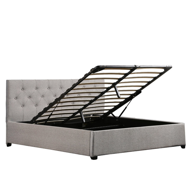 Milano Decor Westlake Lux Gas Lift Storage Bed Light Grey - Double