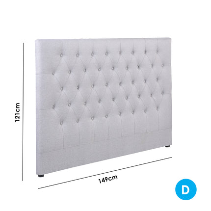 Milano Decor Yorkshire Tufted Bed Head Light Grey - Double