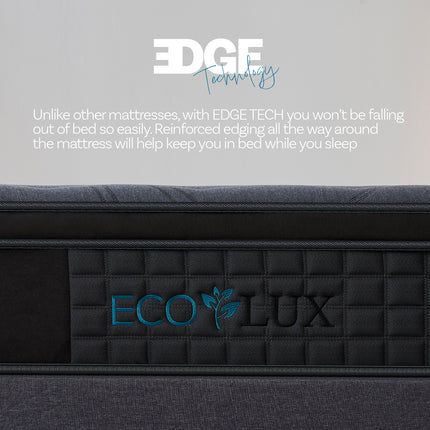 Eco Lux Euro Top 7 -Zone Pocket Spring Mattress Plush Edge Support Medium Firm - Queen