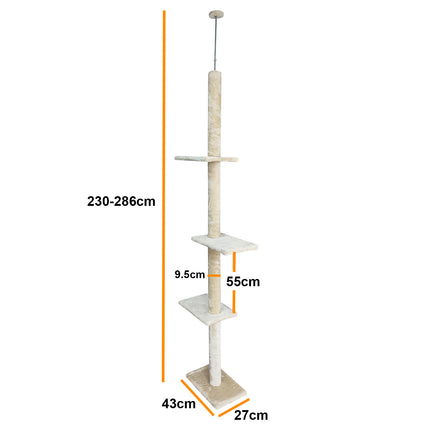 4Paws Cat Tree Scratching Post House Furniture Bed Luxury Plush Play 230cm - Beige