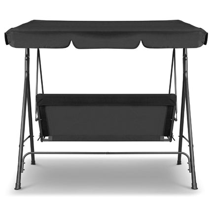 Milano Outdoor Swing Bench Seat Chair Canopy Furniture 3 Seater Garden Hammock - Black