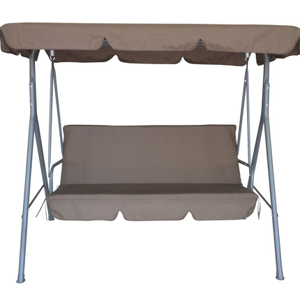 Milano Outdoor Swing Bench Seat Chair Canopy Furniture 3 Seater Garden Hammock - Coffee