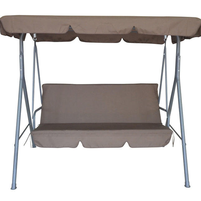 Milano Outdoor Swing Bench Seat Chair Canopy Furniture 3 Seater Garden Hammock - Coffee