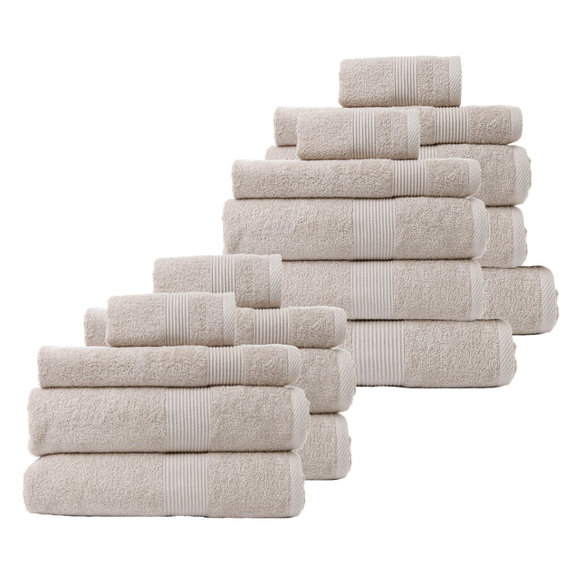 Royal Comfort 18 Piece Cotton Bamboo Towel Bundle Set 450GSM Luxurious Absorbent - Beige