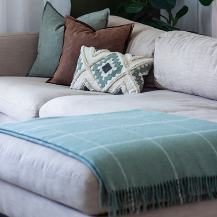 Brighton Throw - 100% NZ Wool - Sage Striped
