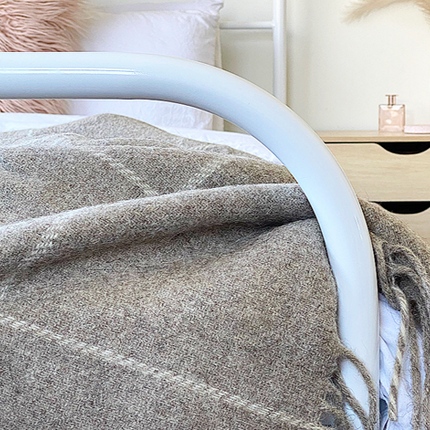 Brighton Throw - 100% NZ Wool - Beige Striped