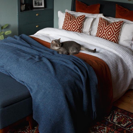 Brighton Throw - 100% NZ Wool - Navy