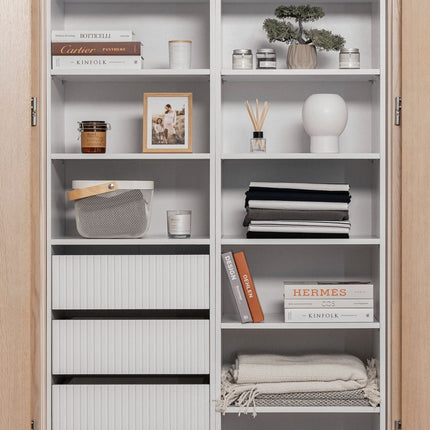 GENEVA THREE SHELF/FOUR DRAWER BUILT IN WARDROBE - FLUTED