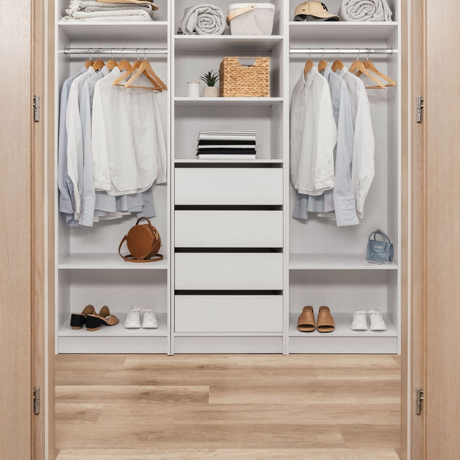 MALMO THREE SHELF/FOUR DRAWER WALK IN WARDROBE - CLASSIC