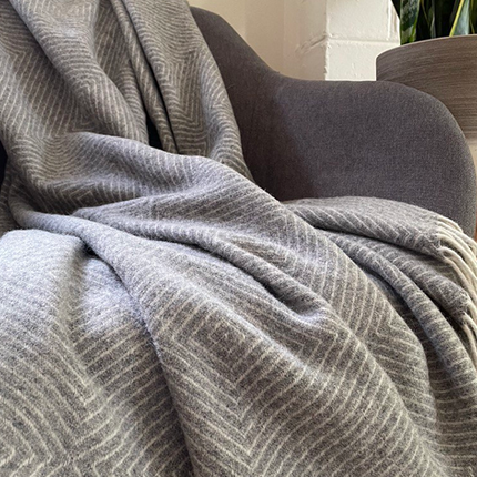 Hampton Throw - Merino Wool Blend - Light Grey