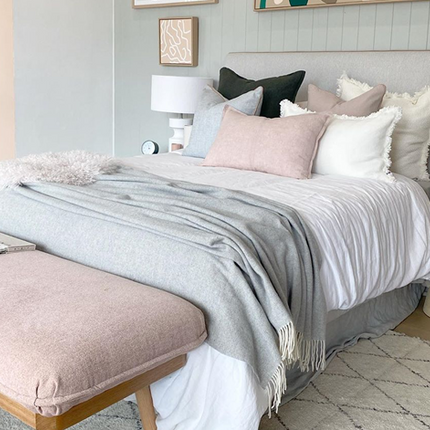 Kensington Throw - 10% Cashmere/ 90% Super Fine Merino Wool - Light Grey