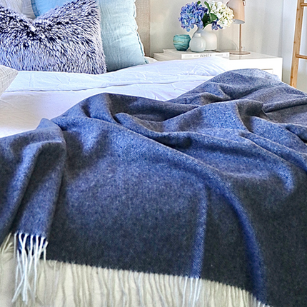 Kensington Throw - 10% Cashmere/ 90% Super Fine Merino Wool - Navy