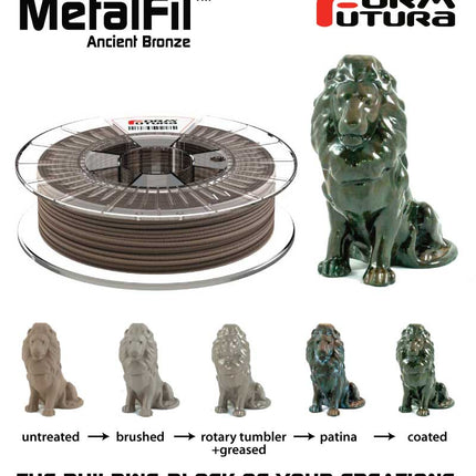 Copper feel PLA based filament MetalFil 1.75mm Ancient Bronze 750 gram 3D Printer Filament
