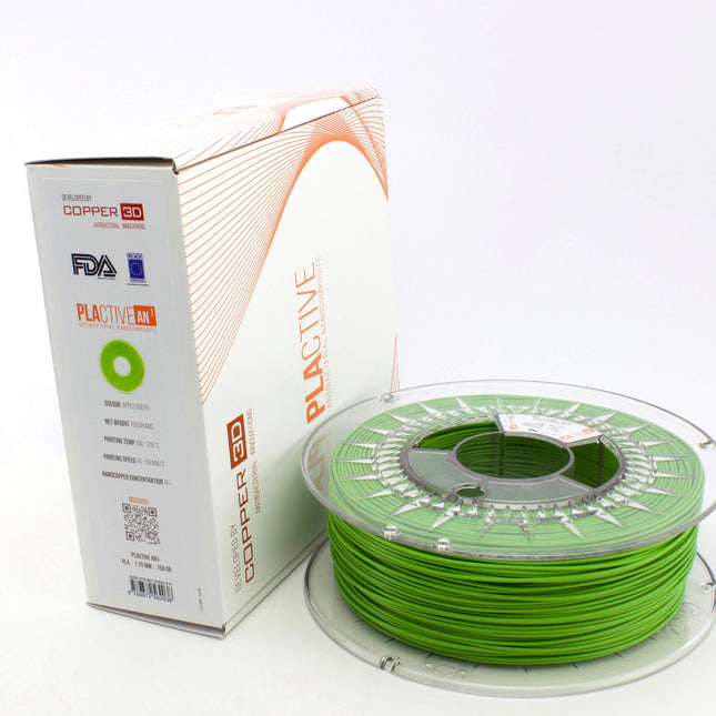PLA Filament Copper 3D PLActive - Innovative Antibacterial 1.75mm 750gram Apple Green Color 3D Printer Filament