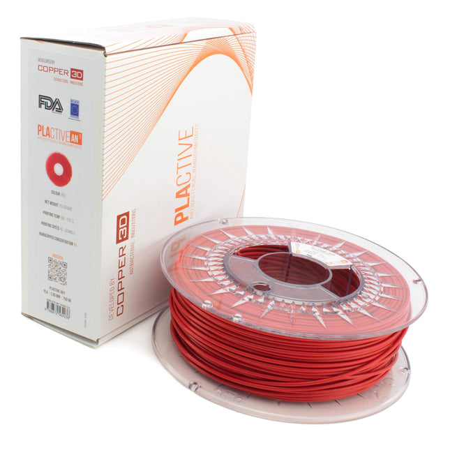 PLA Filament Copper 3D PLActive - Innovative Antibacterial 1.75mm 50gram Classic Red Color 3D Printer Filament