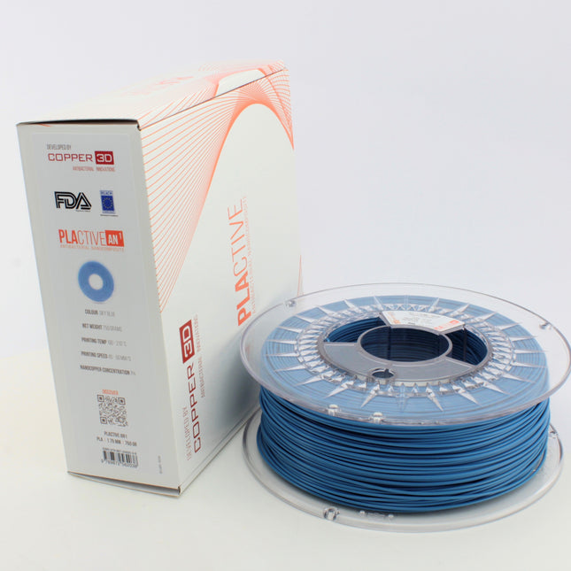 PLA Filament Copper 3D PLActive - Innovative Antibacterial 2.85mm 750gram Sky Blue Color 3D Printer Filament