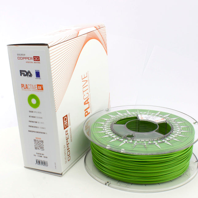 PLA Filament Copper 3D PLActive - Innovative Antibacterial 2.85mm 750gram Apple Green Color 3D Printer Filament