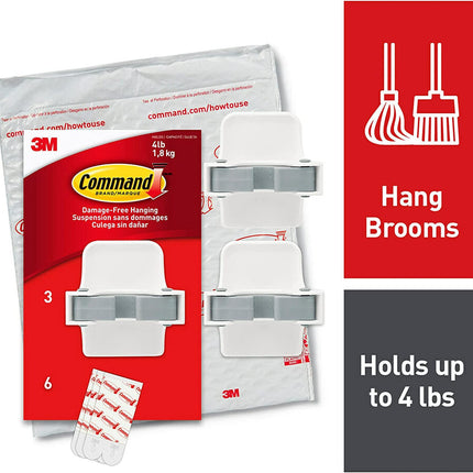 Command Broom Gripper, 3 Grippers, 6 Large Strip, 17007-3NA