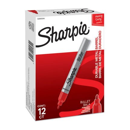 SHARPIE Metal Finish Permanent Marker Bullet Tip Red Box of 12
