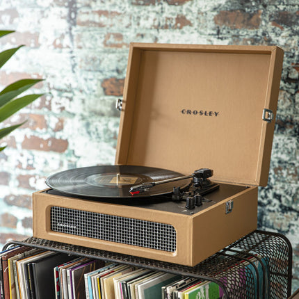 CROSLEY Crosley Voyager Tan - Bluetooth Portable Turntable  & Record Storage Crate