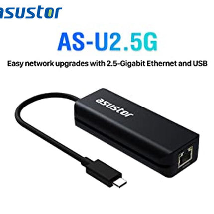 ASUSTOR USB-C 2.5G Ethernet Adapter - Easy Network Upgrade a NAS Laptop Desktop to 2.5xGbE 100Mbs via USB-C for Windows Mac Linux ADM