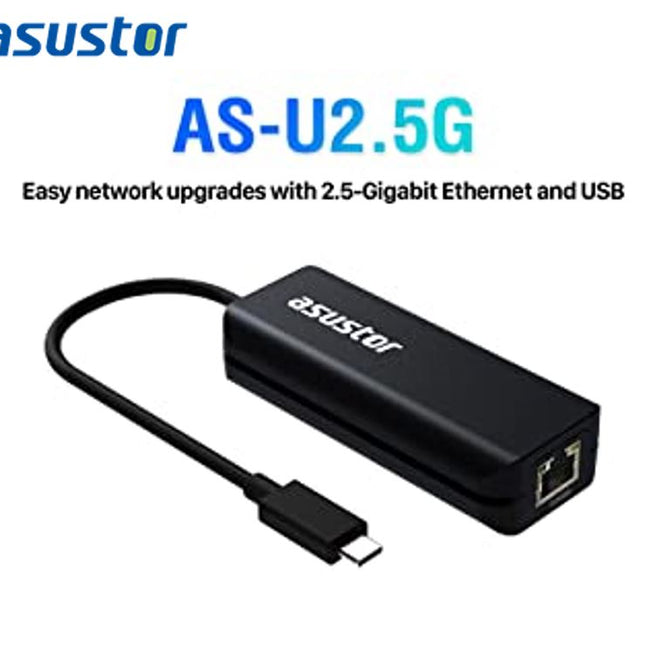 ASUSTOR USB-C 2.5G Ethernet Adapter - Easy Network Upgrade a NAS Laptop Desktop to 2.5xGbE 100Mbs via USB-C for Windows Mac Linux ADM