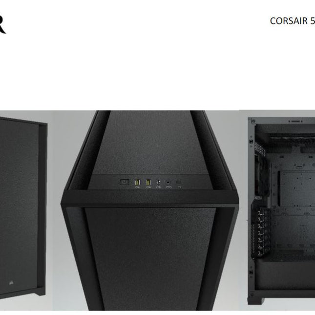 CORSAIR 5000D TG E-ATX, ATX, USB Type-C, 2x 120mm Airguide Fans, Radiator 360mm. 7x PCI, 4x 2.5\' SSD, 2x 3.5\' HDD. VGA 420mm. Black Tower Case