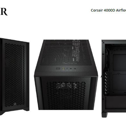 CORSAIR Carbide Series 4000D Airflow ATX Tempered Glass Black, 2x 120mm Fans pre-installed. USB 3.0 x 2, Audio I/O. Case NDA Sept 16